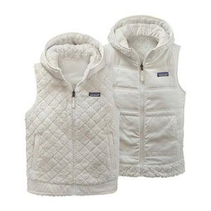 Patagonia | Los Gatos Hooded Vest Reversible Pile Fleece White-Sz Small